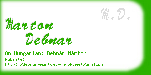 marton debnar business card